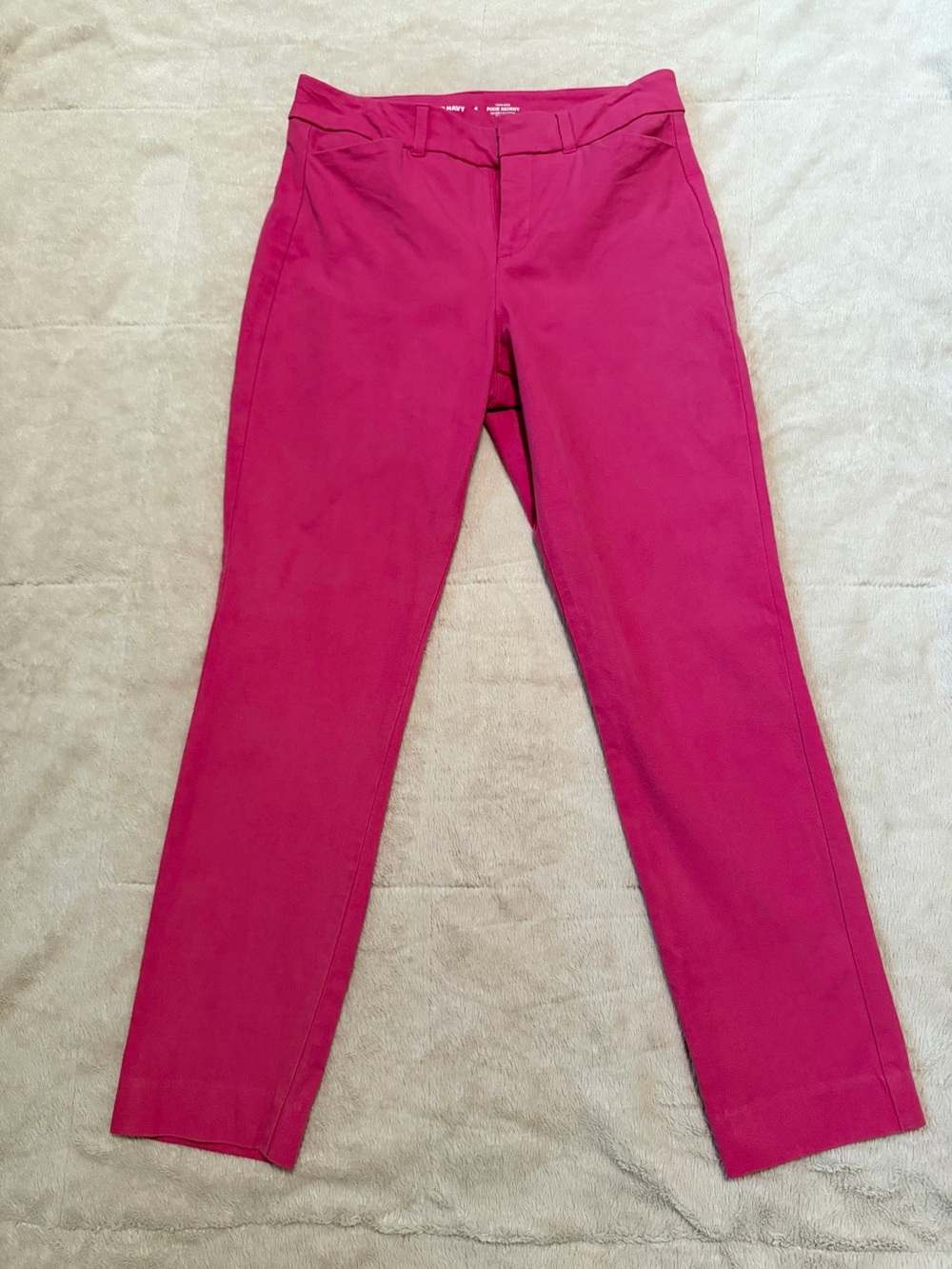 Old Navy Women’s Pink High-Rise Skinny Ankle Pants Slim Stretch Pockets Sz 4